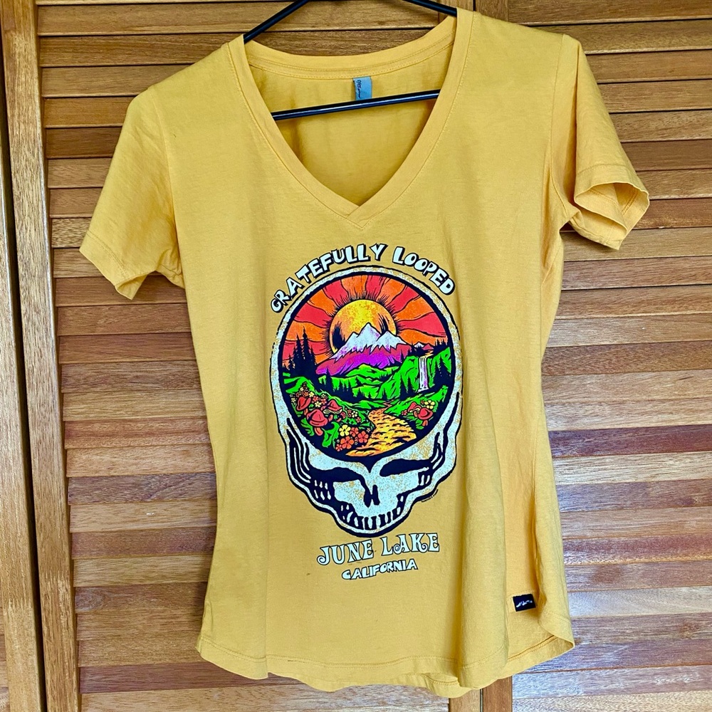 “Gratefully Looped” Grateful Dead- esque Yellow Graphic Tee